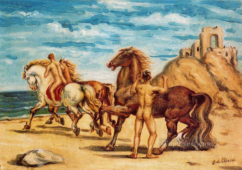 horses with riders Giorgio de Chirico Metaphysical surrealism Oil Paintings